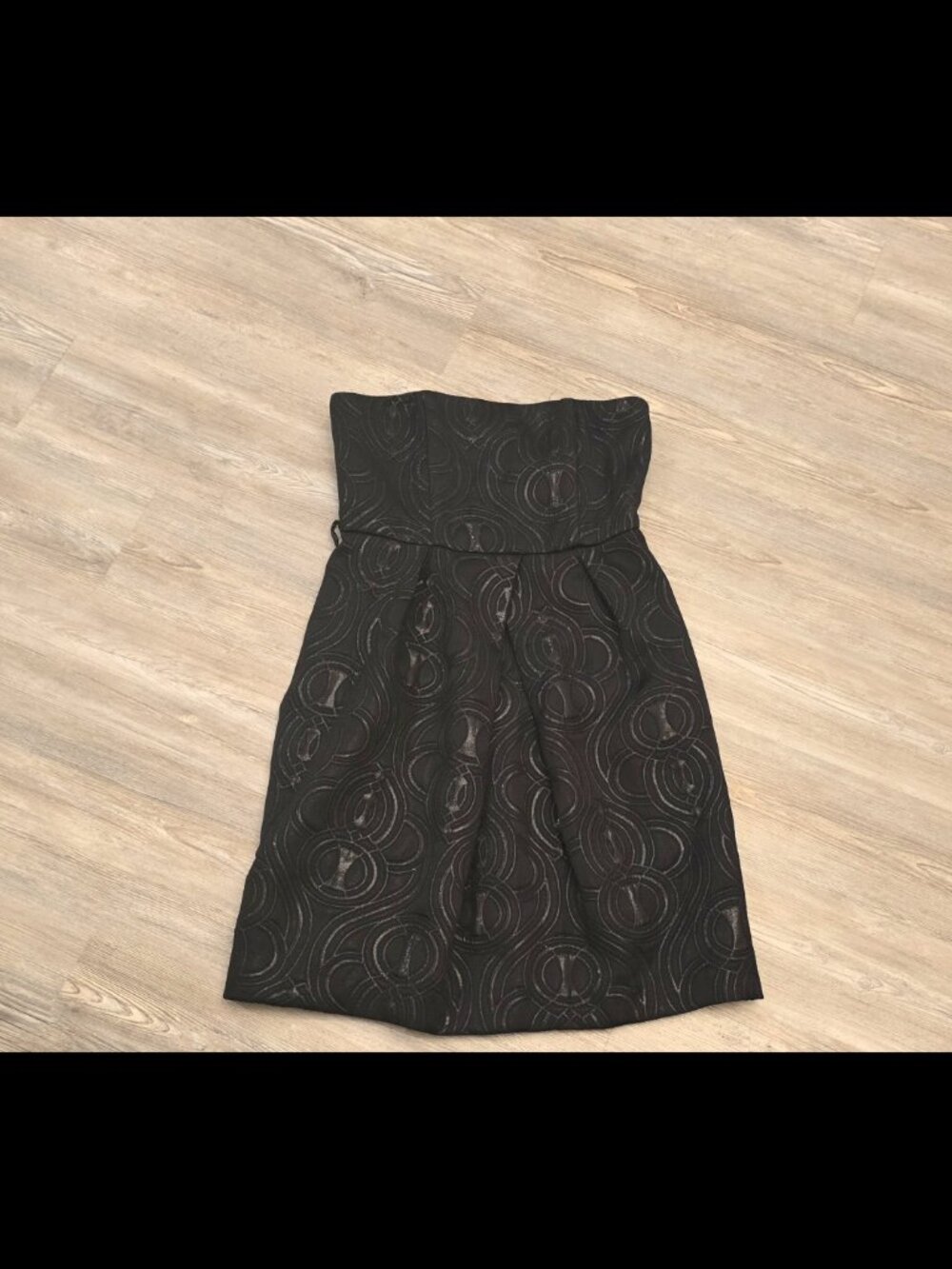 Vintage Limited Edition Black Strapless Geometric Dress Size 8